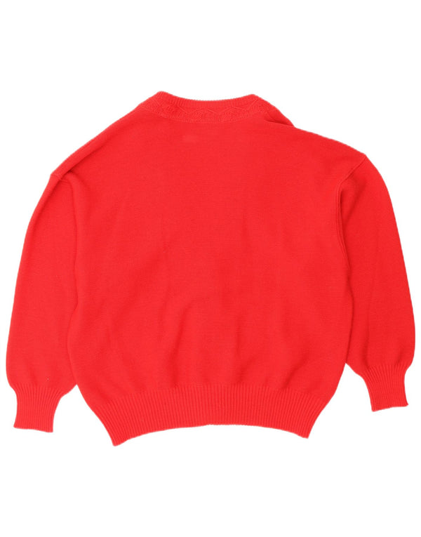 Pulover Cardigan Vintage pentru Damă EU 44 XL Lână Roșie