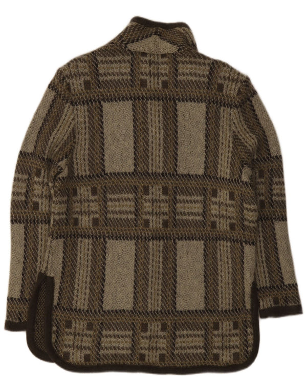 Pulover Cardigan Vintage pentru Damă UK 16 Mare Lână cu carouri gri