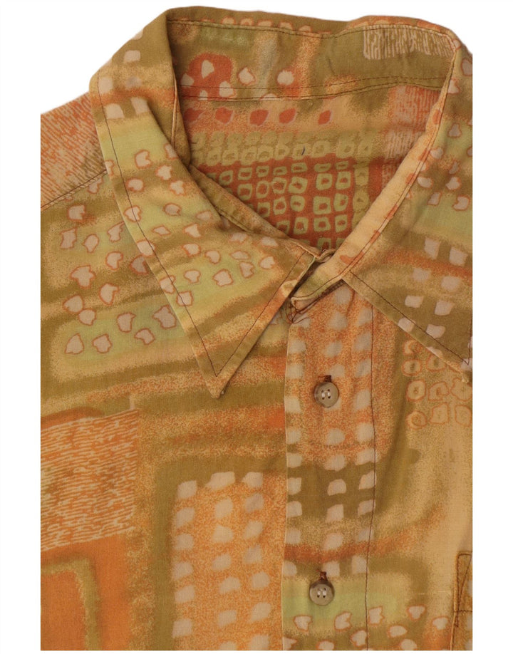 Cămașă Vintage pentru bărbați cu mânecă scurtă XL Galben Geometric