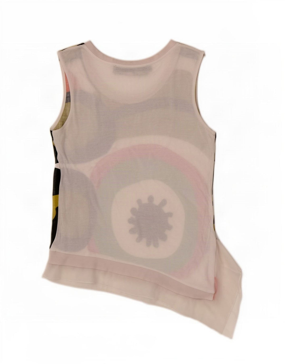 Desigual Womens Asymmetric Vest Top UK 12 Medium White Geometric