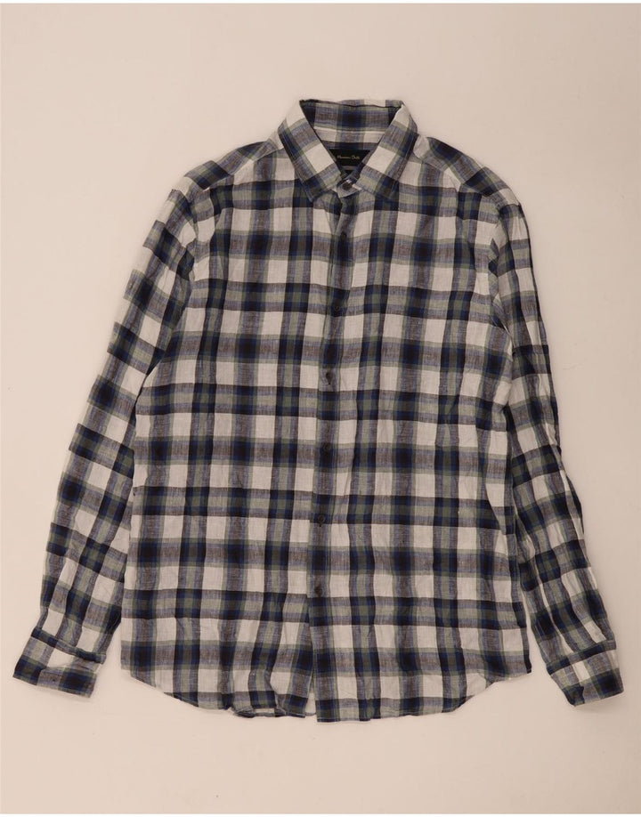 Cămașă Massimo Dutti pentru bărbați, lenjerie mare cu carouri bleumarin