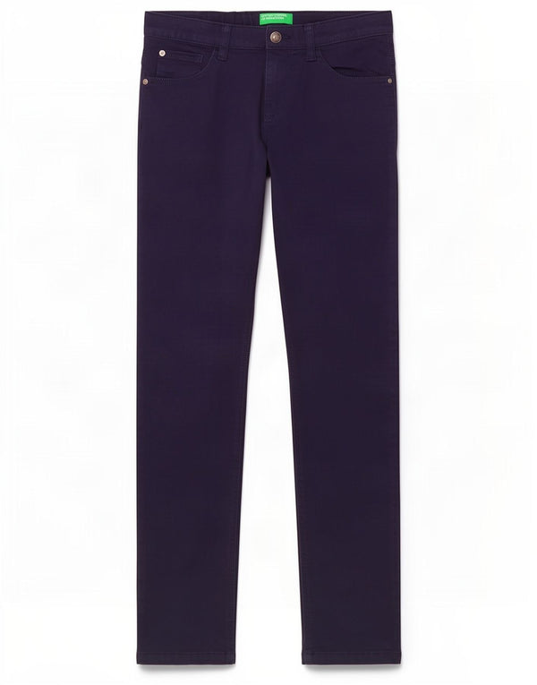 Pantaloni casual subțiri Benetton băieți 11-12 ani 2XL W26 L29 bleumarin bumbac
