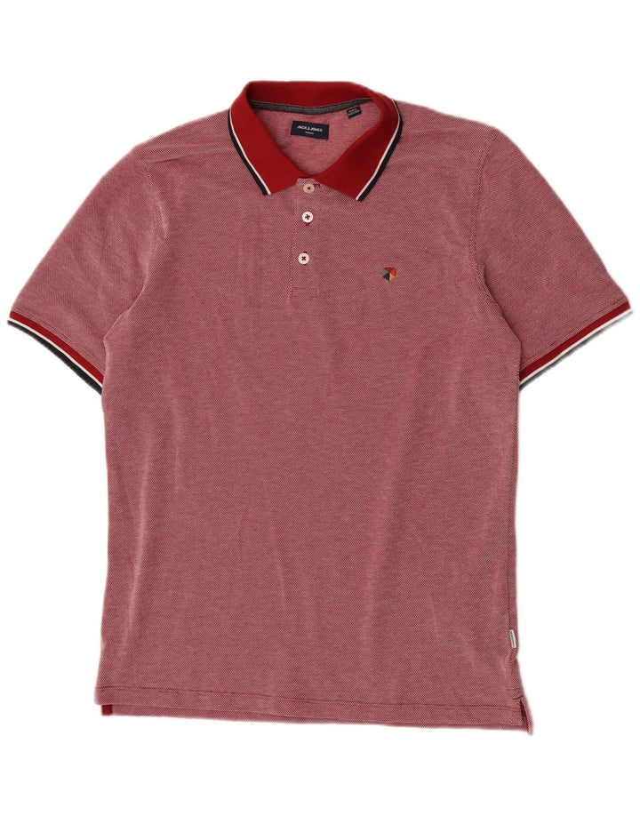 Tricou polo Jack & Jones pentru bărbați, bumbac cu pete roșii medii