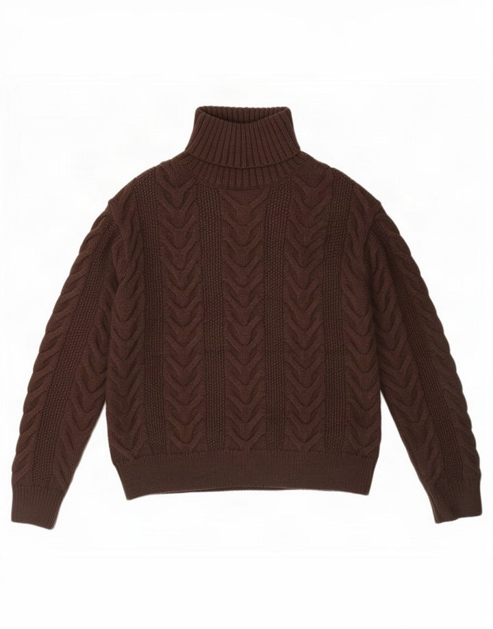 Pulover pentru femei Marks & Spencer cu gât rulat, UK 10, mic maro, acrilic