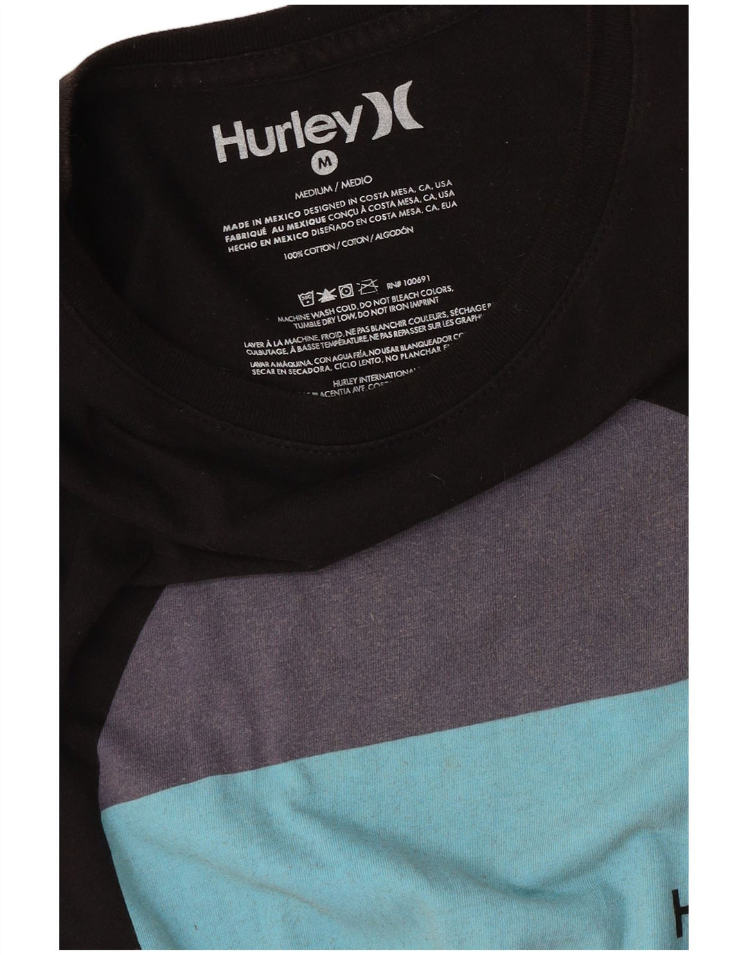 Tricou grafic pentru bărbați Hurley Top mediu din bumbac negru