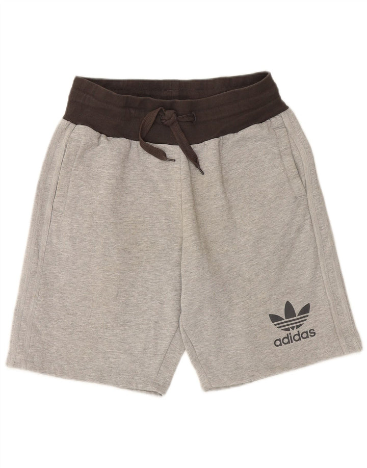 Pantaloni scurți sport ADIDAS pentru bărbați, bumbac color bloc, gri mediu