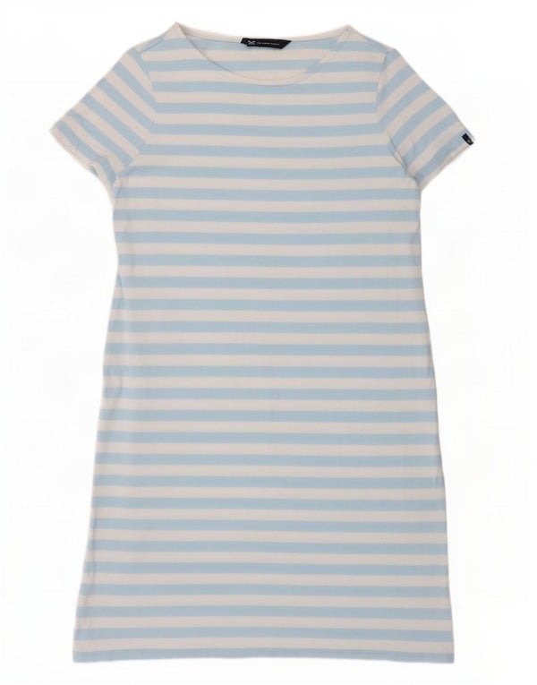 Crew Clothing Rochie tricou pentru femei UK 10 Bumbac cu dungi albastre mici
