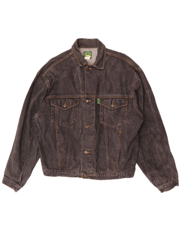 Jachetă vintage pentru bărbați din denim UK 40 mare, negru, bumbac