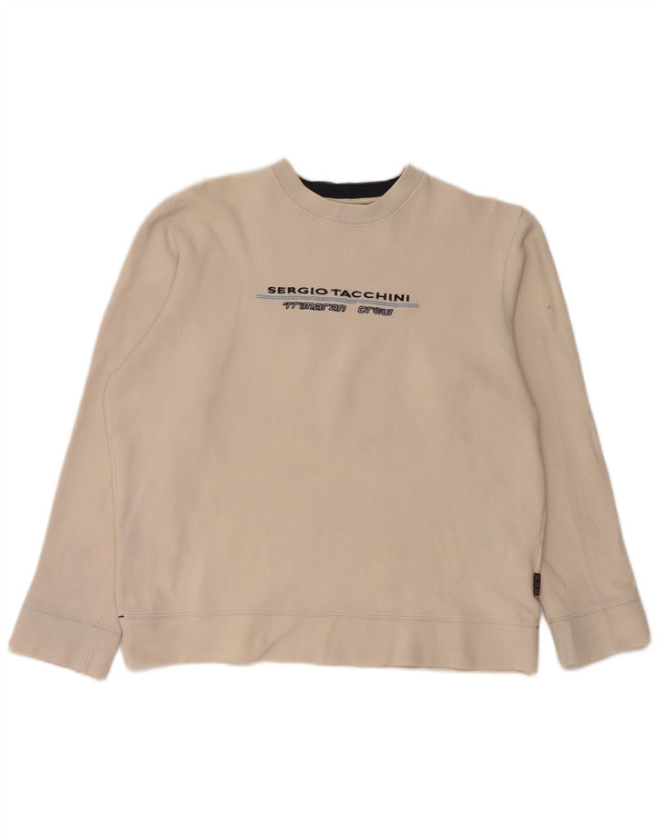 SERGIO TACCHINI Pulover cu grafic pentru femei UK 18 XL Off White