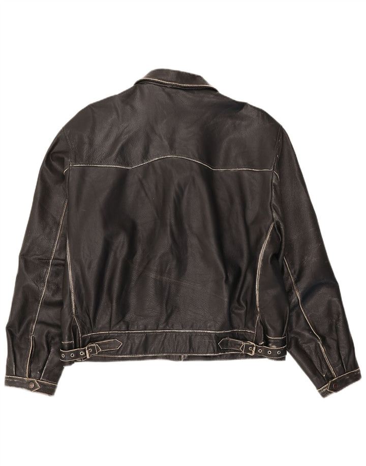 Jachetă de piele vintage pentru bărbați IT 54 2XL neagră