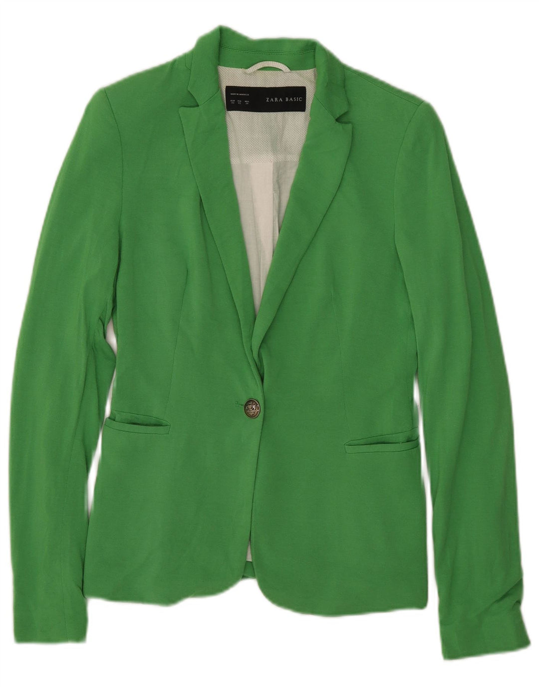 Sacou blazer pentru femei Zara, cu 1 nasture, UK 6 XS, verde viscoză