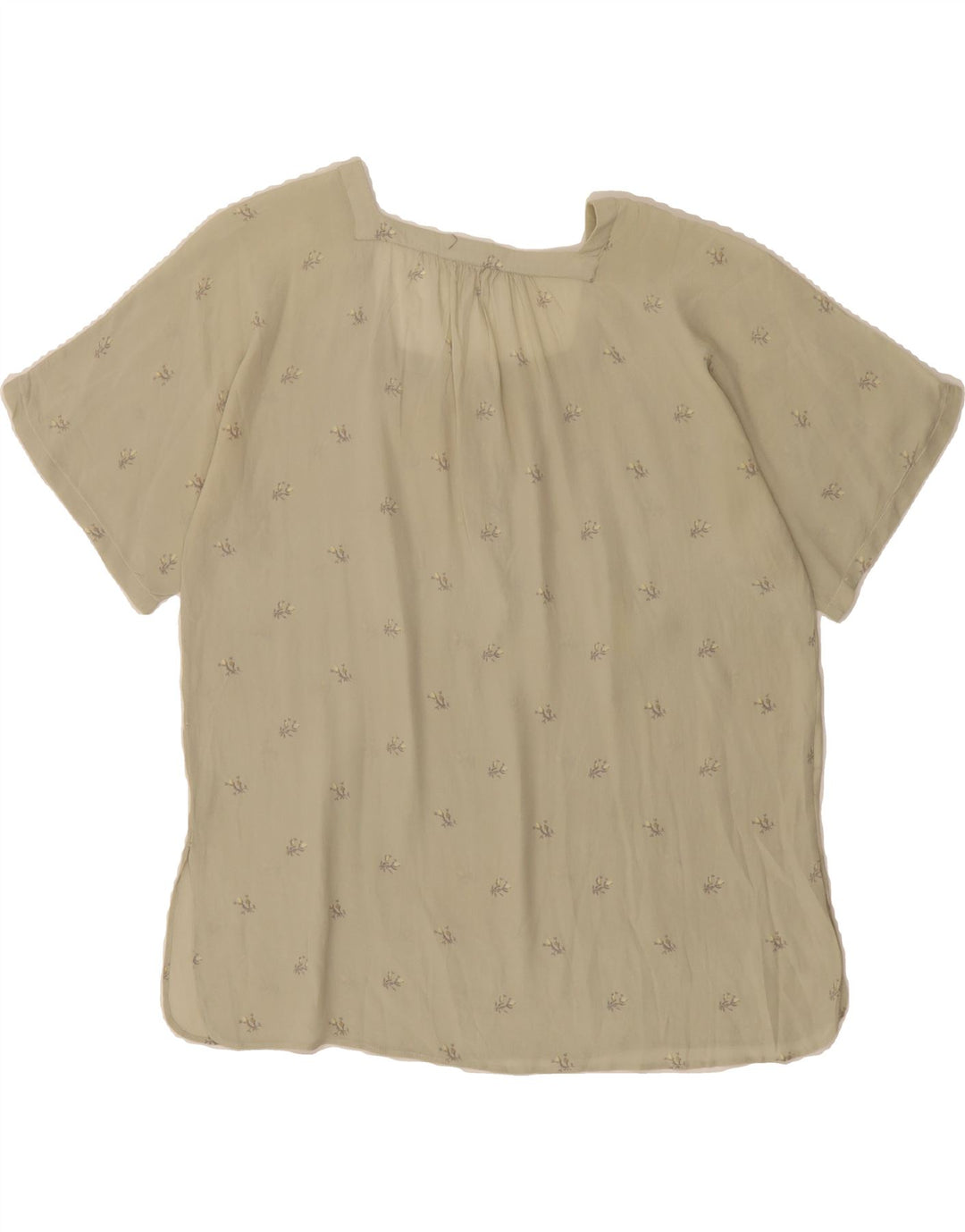 VINTAGE Womens Blouse Top IT 44 Medium Khaki Floral Vintage Vintage and Second-Hand Vintage from Messina Hembry 