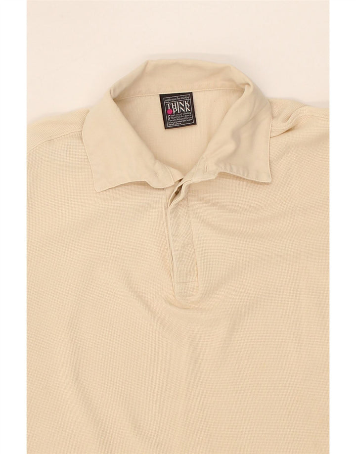 THINK PINK Mens Polo Shirt Small Beige Vintage Think Pink and Second-Hand Think Pink from Messina Hembry 