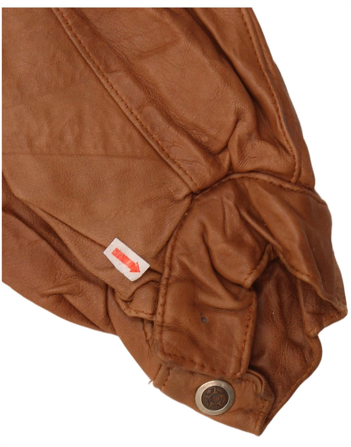 Jachetă militară din piele pentru bărbați VINTAGE UK 44 2XL piele maro