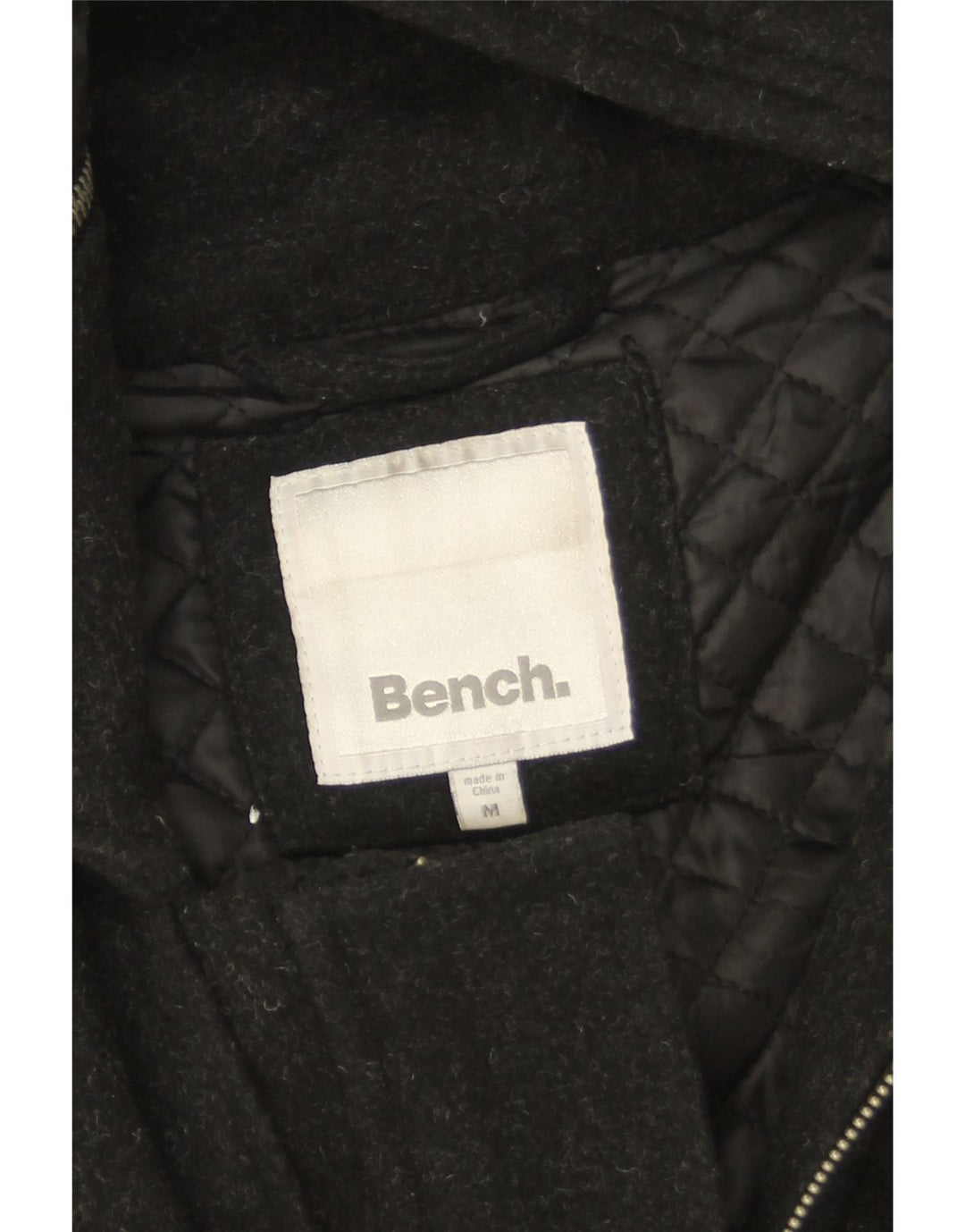 Palton cu glugă pentru femei Bench UK 14 Lână neagră medie