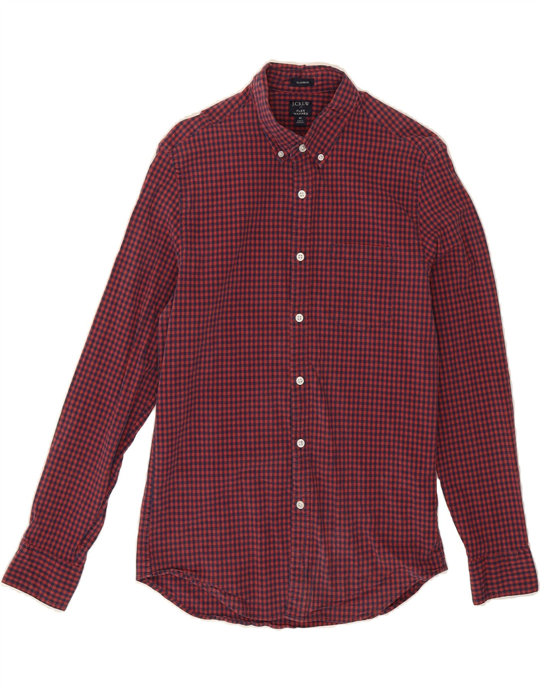 J. CREW Mens Flex Classic Fit Shirt Medium Red Check Cotton Vintage J. Crew and Second-Hand J. Crew from Messina Hembry 