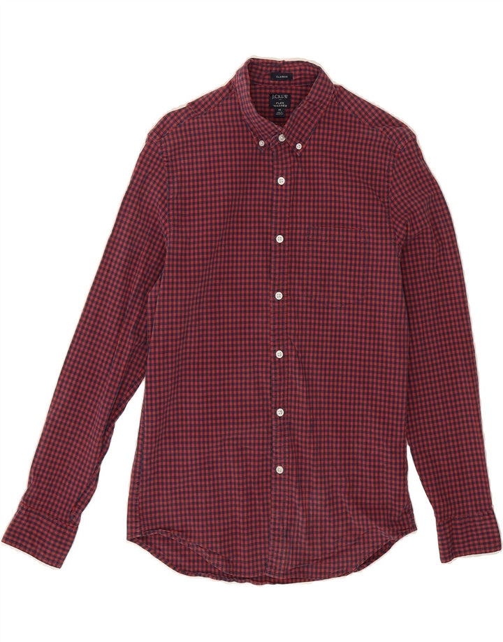 J. CREW Mens Flex Classic Fit Shirt Medium Red Check Cotton Vintage J. Crew and Second-Hand J. Crew from Messina Hembry 