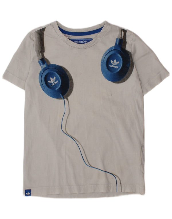 Tricou grafic ADIDAS baieti Top 7-8 ani bumbac alb