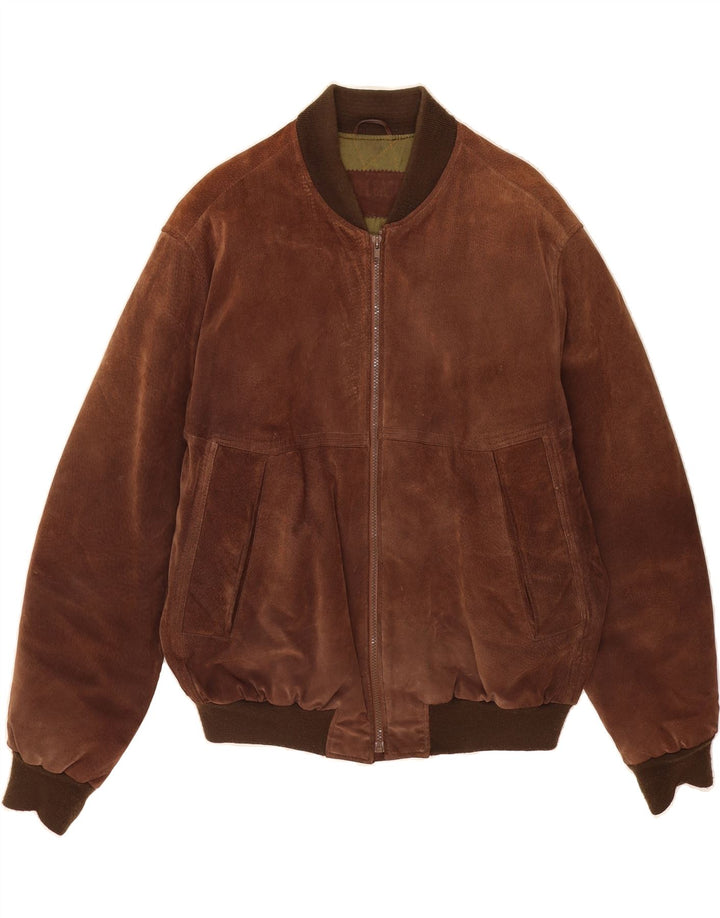 Bomber pentru bărbați VINTAGE de piele intoarsa UK 40, mare, maro, din piele