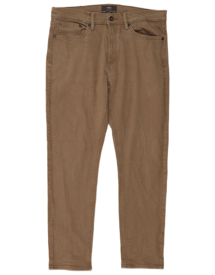 Blugi slim pentru bărbați Marks & Spencer W34 L29 bumbac kaki