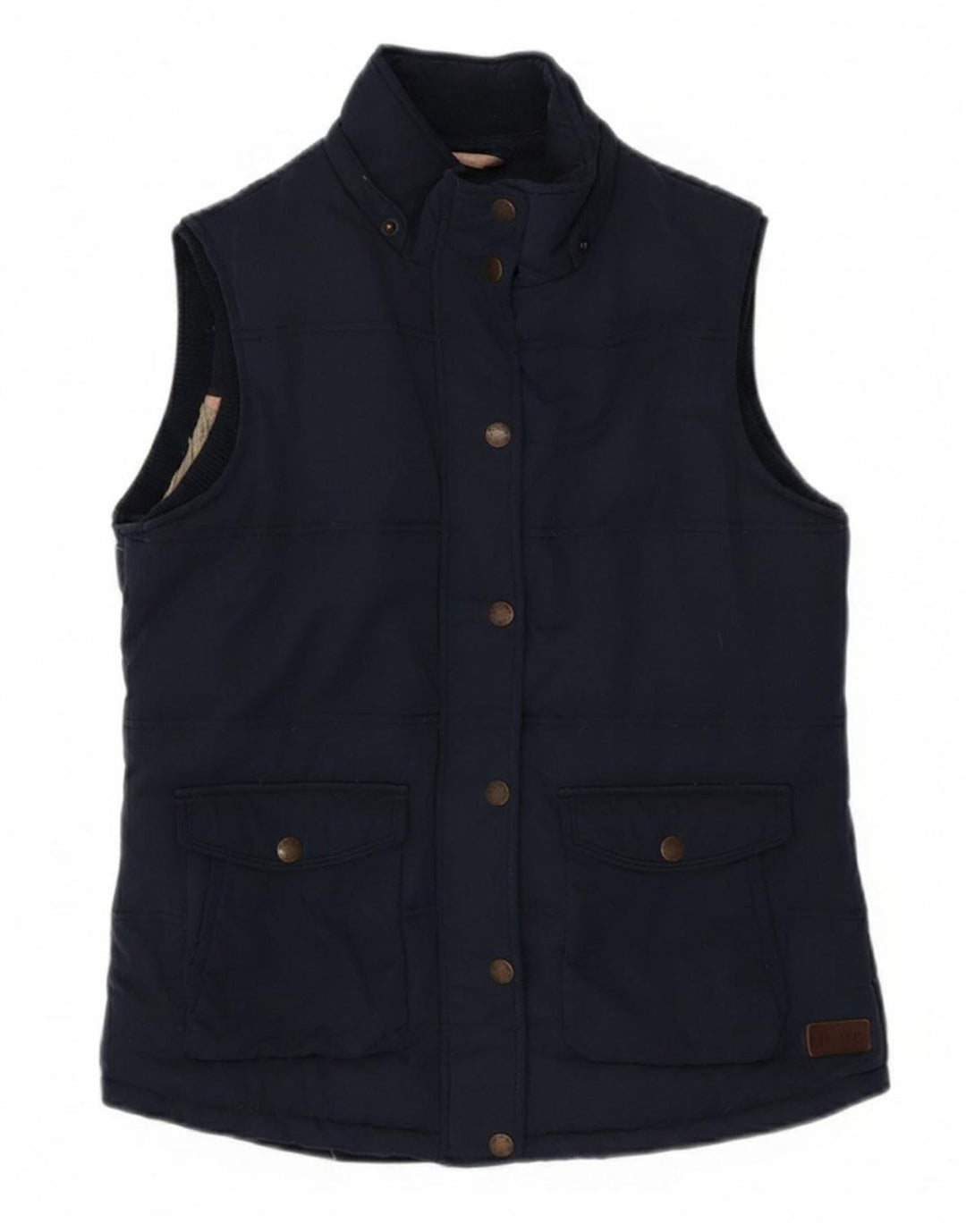 FAT FACE Womens Sleeveless Sherpa Jacket UK 10 Small  Navy Blue Polyester
