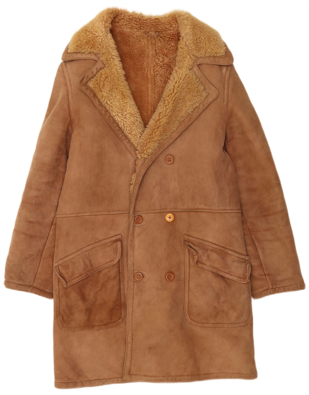 Pardesiu din shearling pentru bărbați vintage UK 36 mic maro