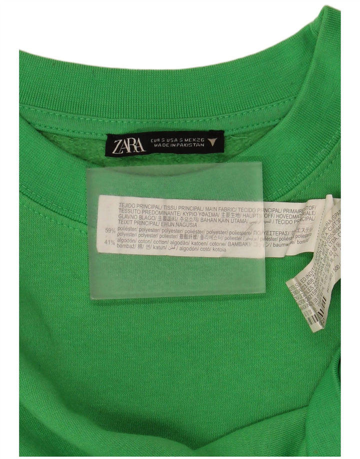 Pulover de hanorac oversized pentru femei Zara UK 10 Poliester verde mic