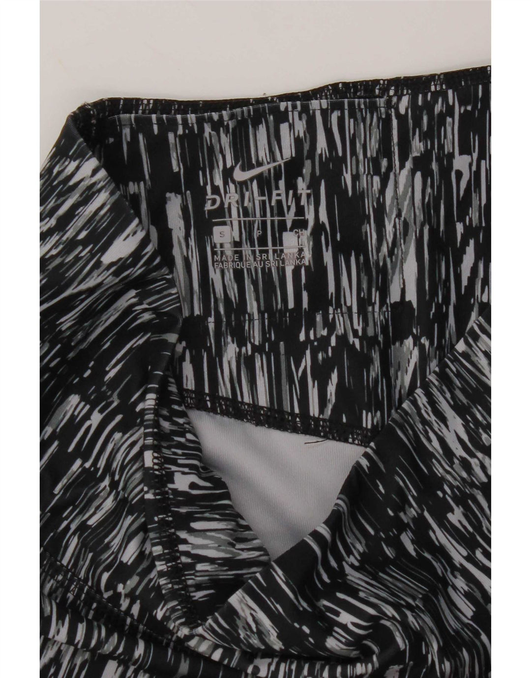 Leggings Capri Nike Dri Fit pentru femei, cu model abstract, UK 10, negru