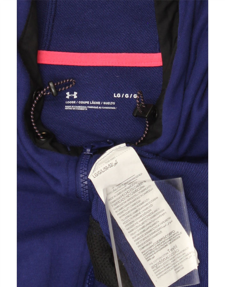 Pulover cu capotă cu fermoar pentru bărbați UNDER ARMOUR, mare, mov, bumbac color bloc