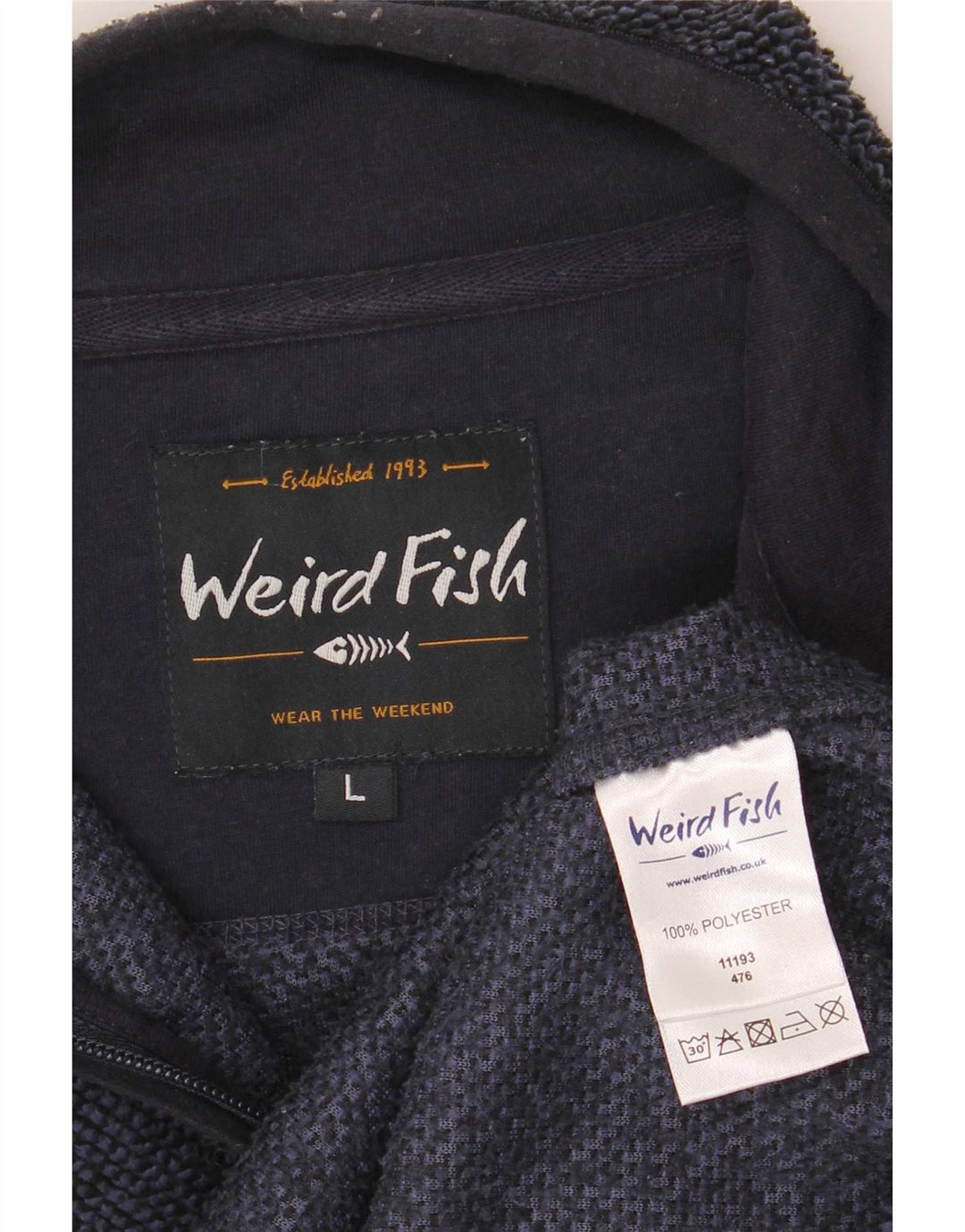 Hanorac pentru bărbați Weird Fish, cu fermoar și gât, Pulover mare, albastru bleumarin, poliester