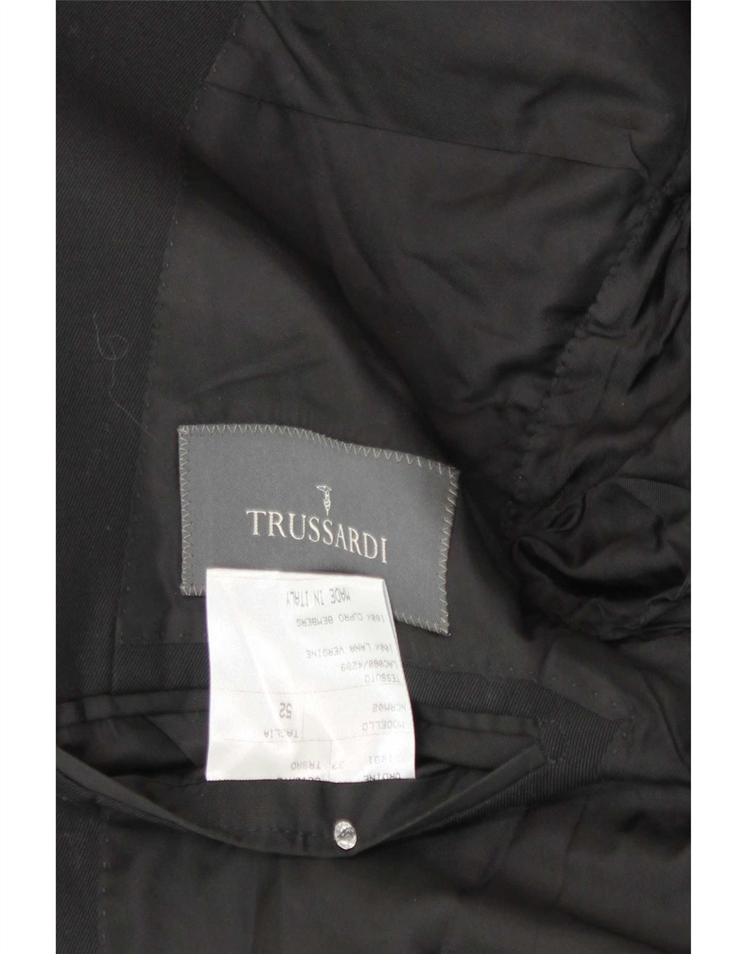 Jachetă pentru bărbați Trussardi cu 2 nasturi IT 52 XL Lână neagră