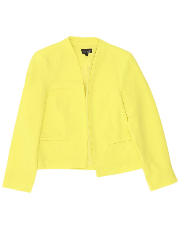 Topshop Jachetă Blazer deschisă pentru femei UK 10, poliester galben mic