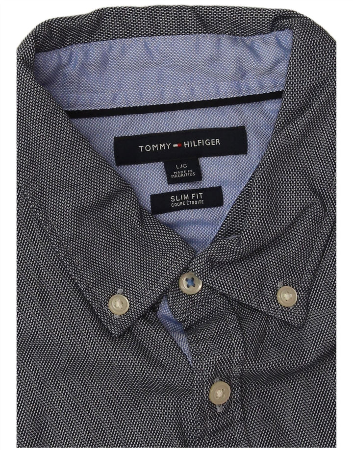 Cămașă pentru bărbați Tommy Hilfiger Slim Fit, mare, albastru bleumarin, bumbac