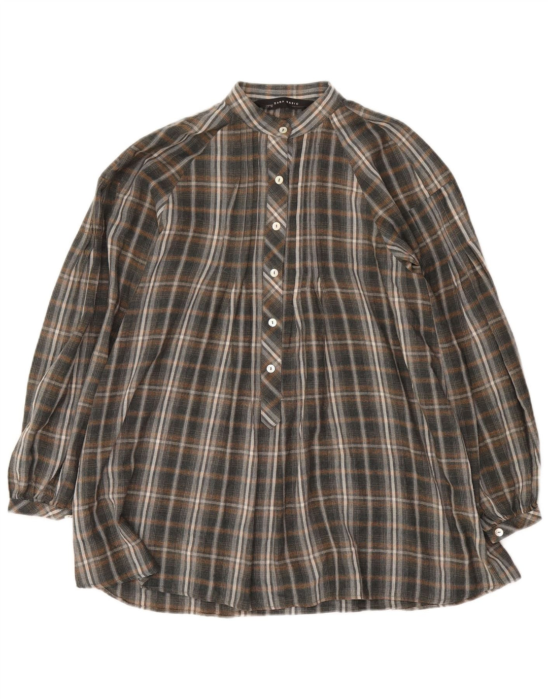 Cămașă pulover cu lungime largă pentru femei Zara UK 14, gri mediu, carouri