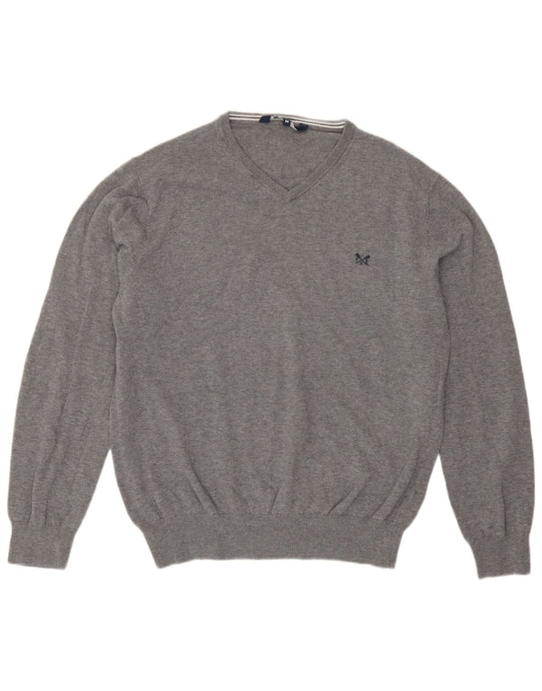 Crew Clothing Pulover cu decolteu în V pentru femei UK 14 Bumbac gri mediu