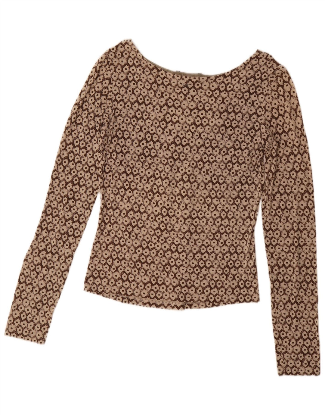 Bluză cu mâneci lungi de weekend pentru femei Max Mara UK 14 mare maro geometric
