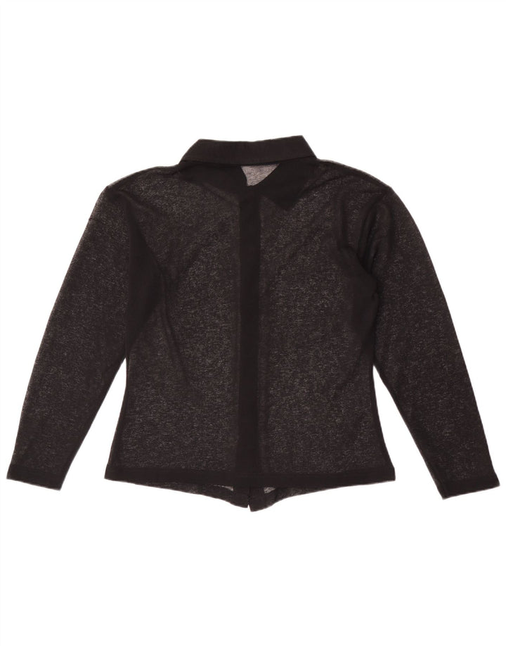 Bluză de cămașă transparentă vintage pentru femei UK 12 Medium Black