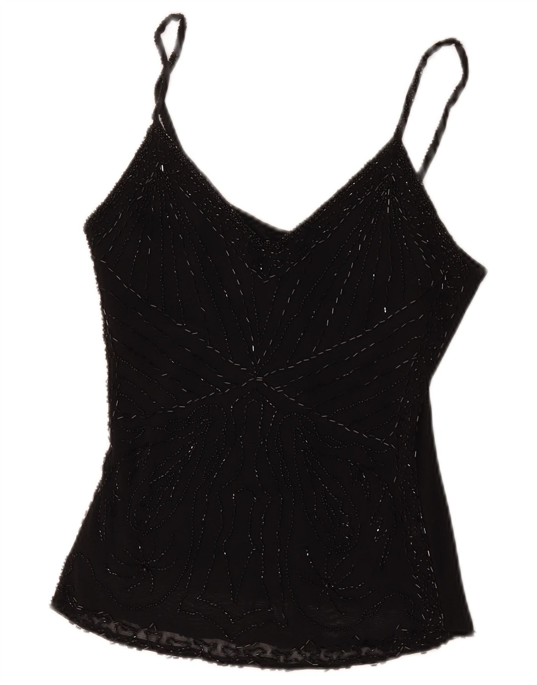 Vintage Cami Top pentru femei UK 8 Small Black Viscose