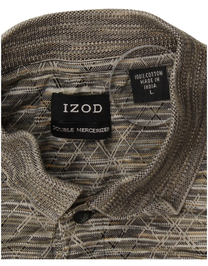 Tricou polo IZOD pentru bărbați, bumbac geometric, gri mare