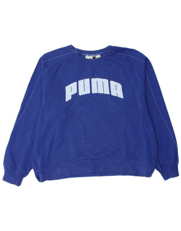 Pulover supradimensionat cu grafic PUMA pentru femei UK 14 Bumbac albastru mediu