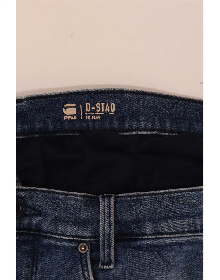 Blugi subțiri învechiți G-Star pentru bărbați W34 L32 albastru