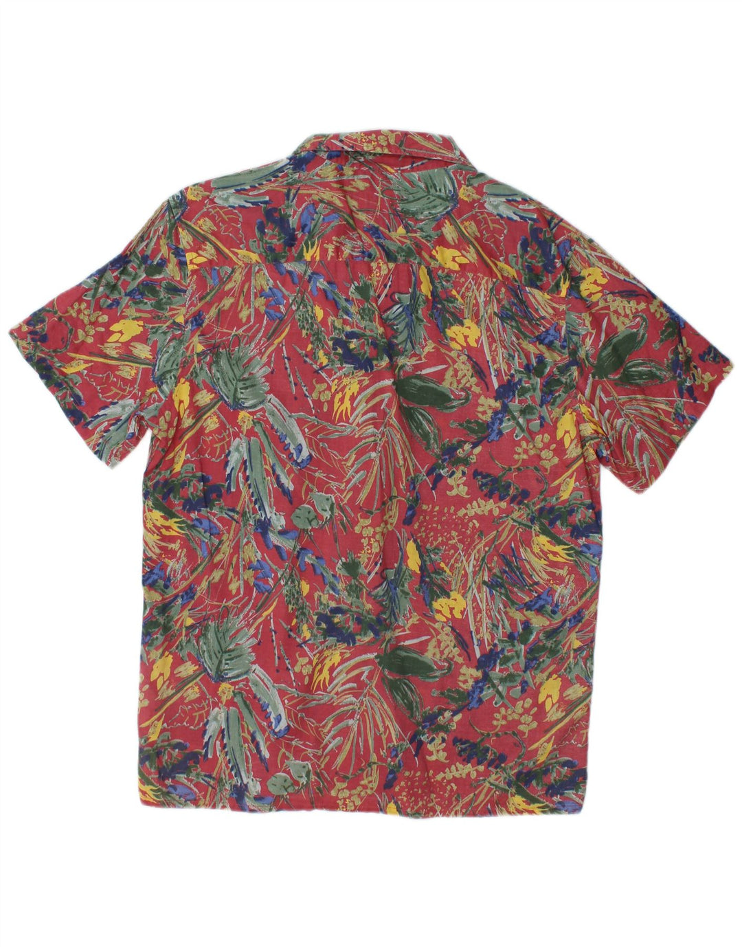 PULL & BEAR Mens Short Sleeve Shirt Medium Pink Floral Cotton