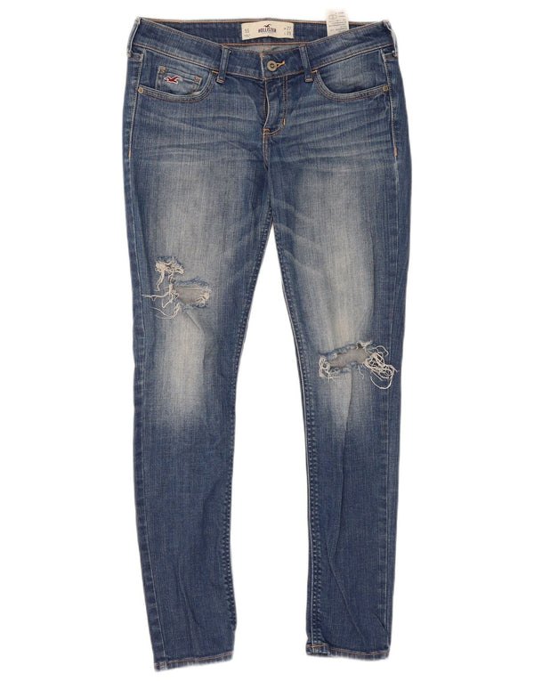 Blugi skinny distressed pentru femei Hollister US 5 Small W27 L29 Blue Bumbac