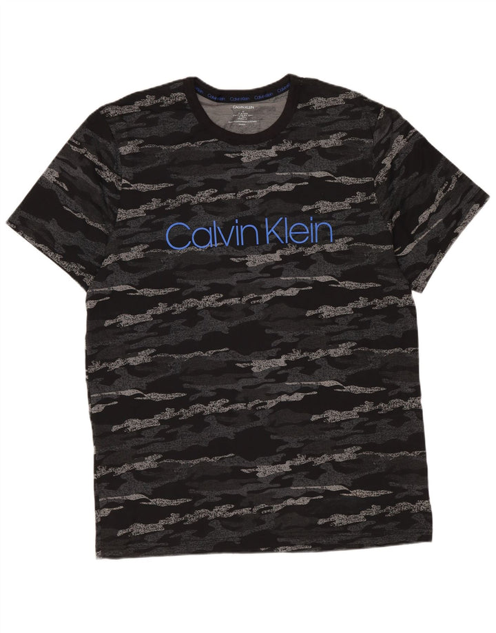 Tricou grafic Calvin Klein pentru bărbați Top mediu negru din bumbac camuflat