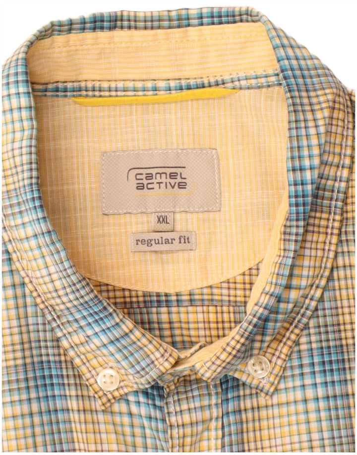 Cămașă cu mânecă scurtă pentru bărbați Camel Active, cu mâneci scurte, 2XL, bumbac cu carouri galbene