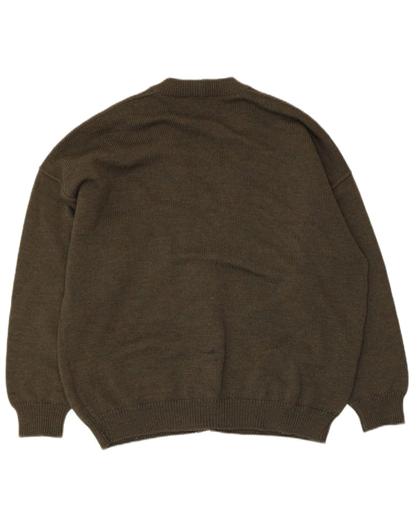 Pulover cardigan pentru bărbați Bramante, mare kaki, lână virgină Argyle/Diamond