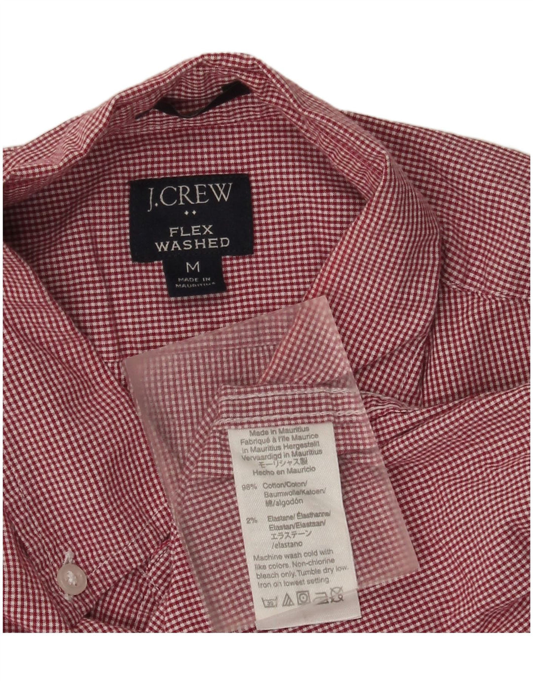Cămașă pentru bărbați J. Crew Flex Washed Slim Bumbac Vichy Roșu Mediu