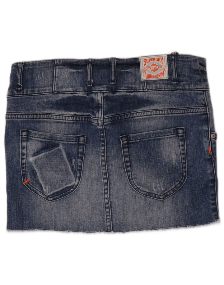 Fusta mini denim Superdry pentru femei W28, bumbac albastru mediu