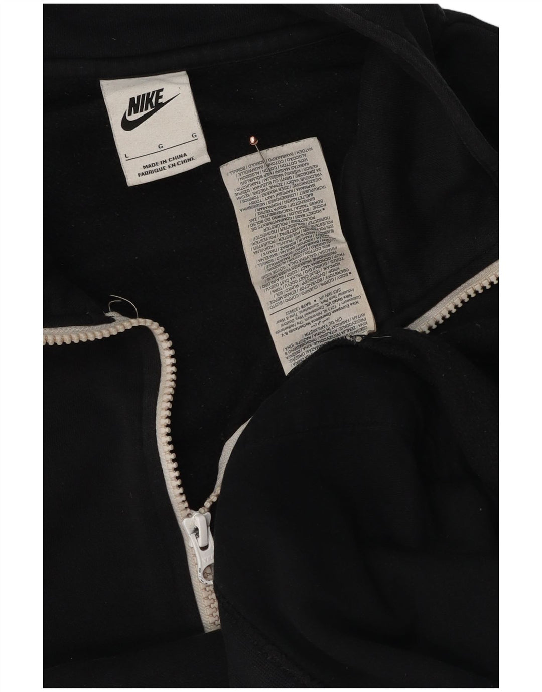 Pulover Nike pentru bărbați, cu fermoar, cu gât, bumbac mare, negru