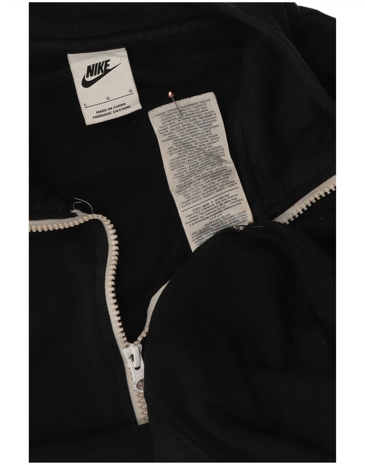 Pulover Nike pentru bărbați, cu fermoar, cu gât, bumbac mare, negru